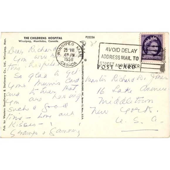 The Childrens Hospital Winnipeg Manitoba Canada Postcard - Picture 2 of 2